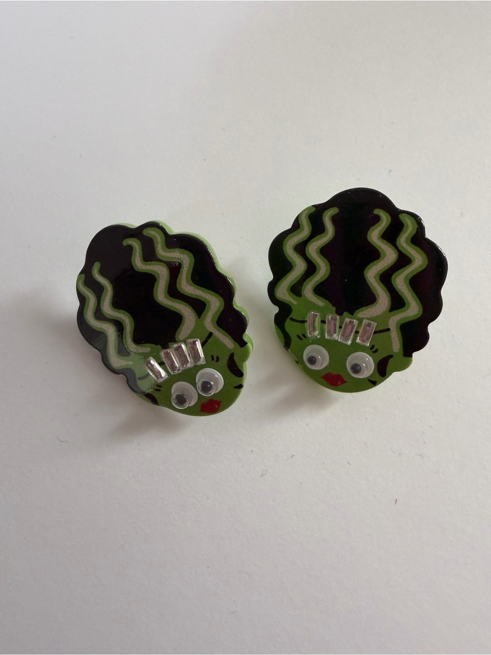 Bride of Frankenstein Face Earrings - Playful Women’s Studs